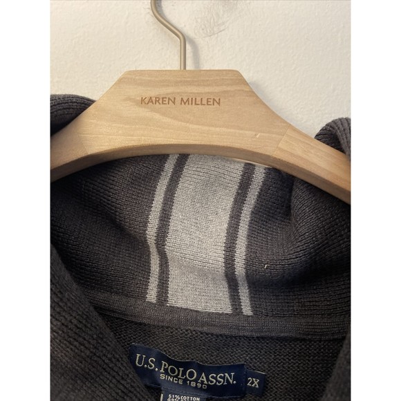 Men’s U.S. Polo Assn. Gray Shawl Collar Pullover Sweater 2XL NWT - Picture 4 of 10